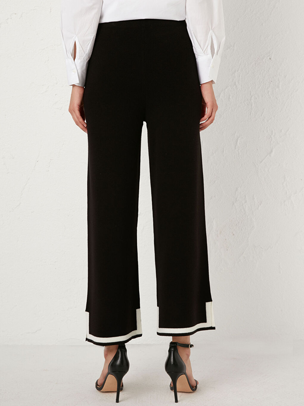 Strick Palazzo Hose mit Streifendetail-4