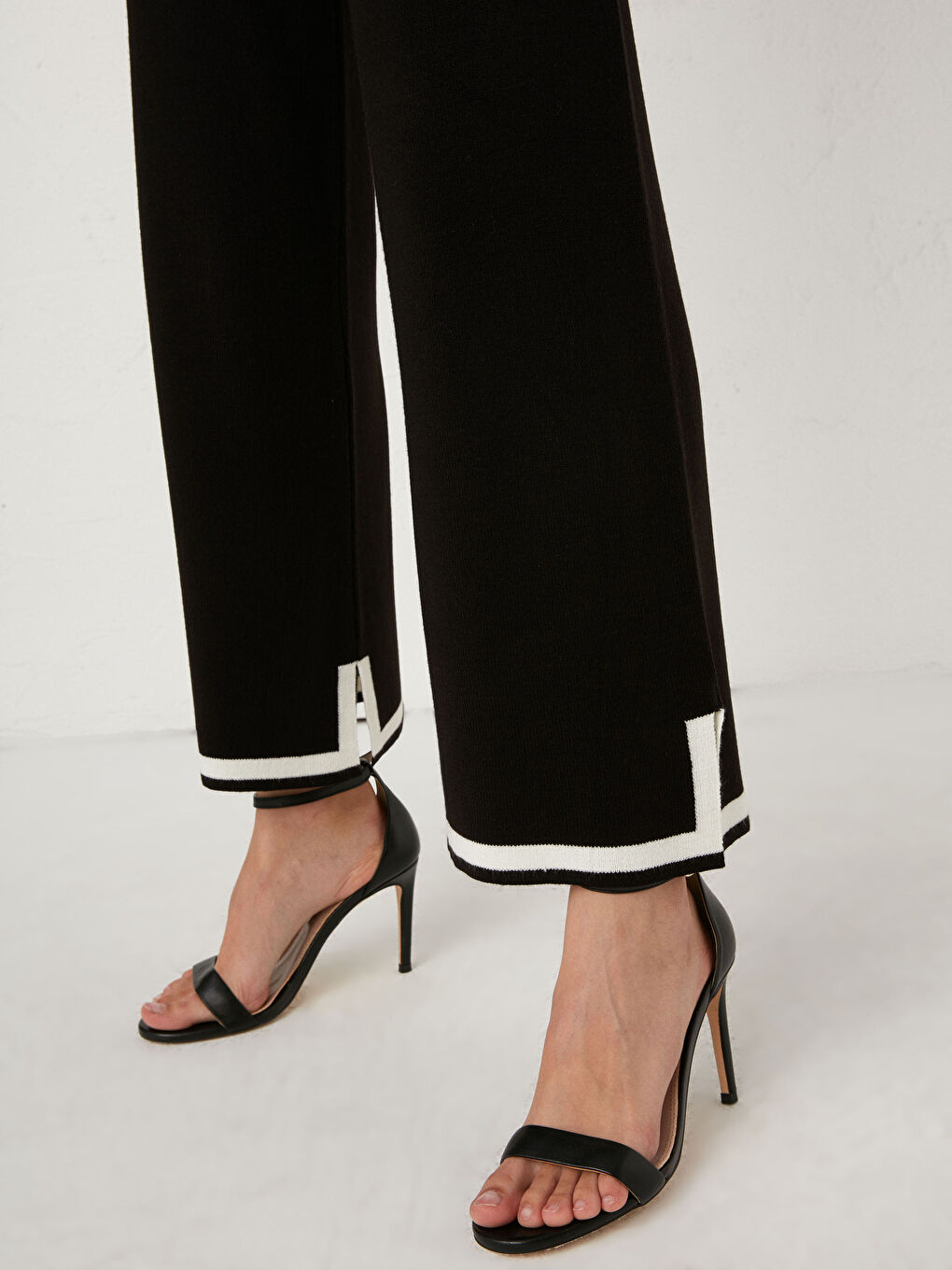 Strick Palazzo Hose mit Streifendetail-5