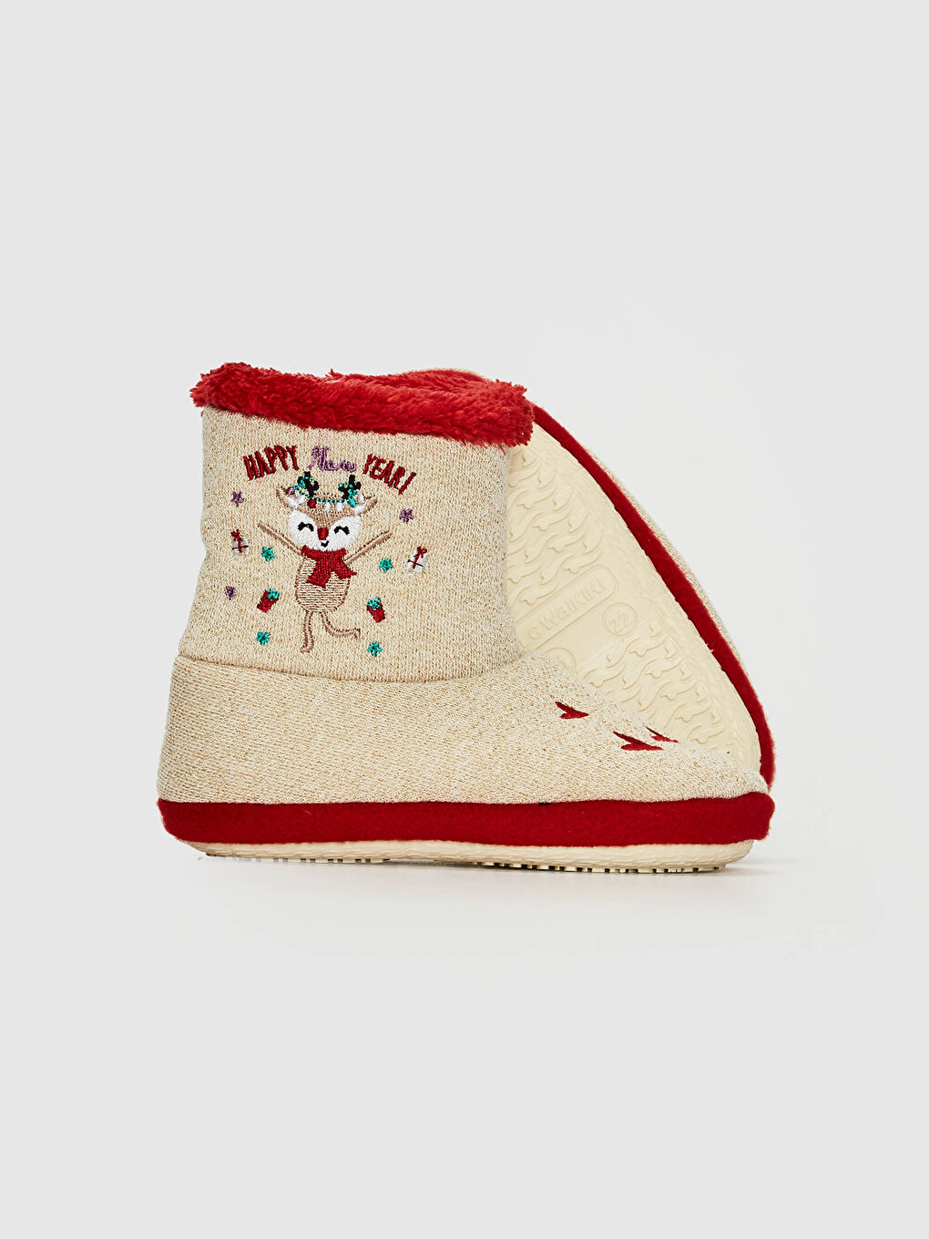 Ekru Kız Bebek Nakışlı Ev Botu-3