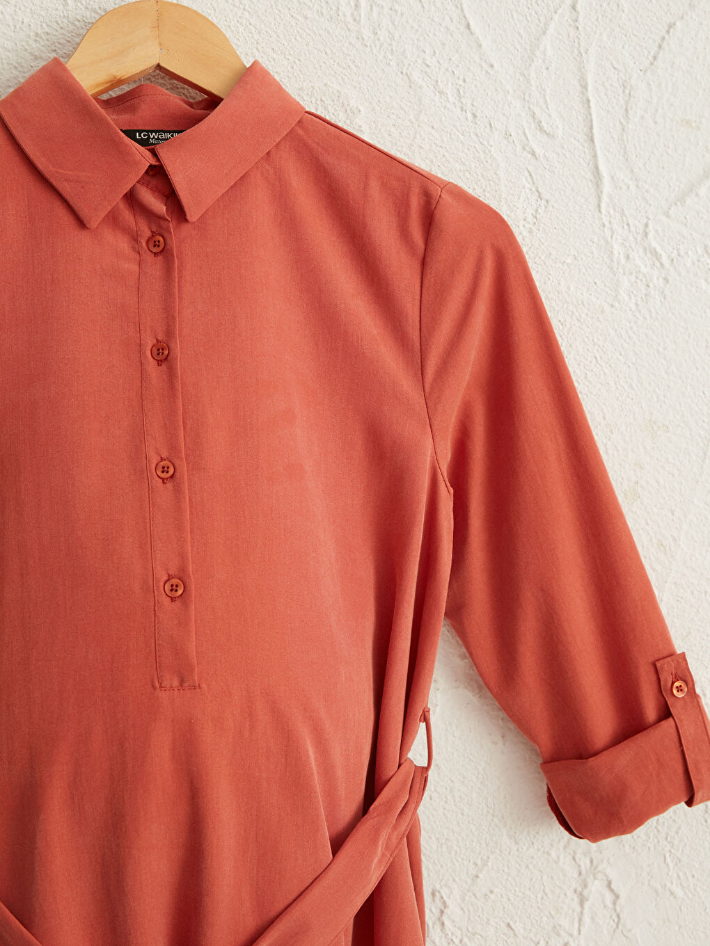 Textured Fabric Belted Maternity Dress-3