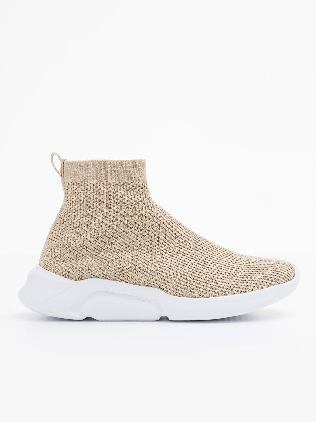 Bej Kadın Bilekli Çorap Model Spor Ayakkabı-1