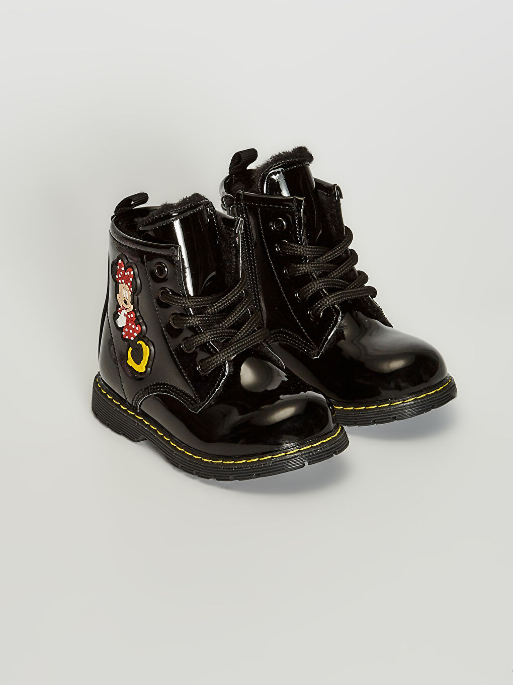 Қыз балаға арналған минни маус лицензияланған жүн астарлы жарқын етік