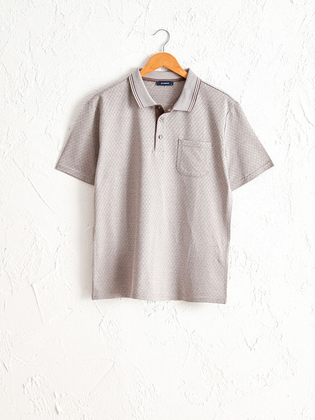 Polo Neck Short Sleeve Combed Cotton T-Shirt
