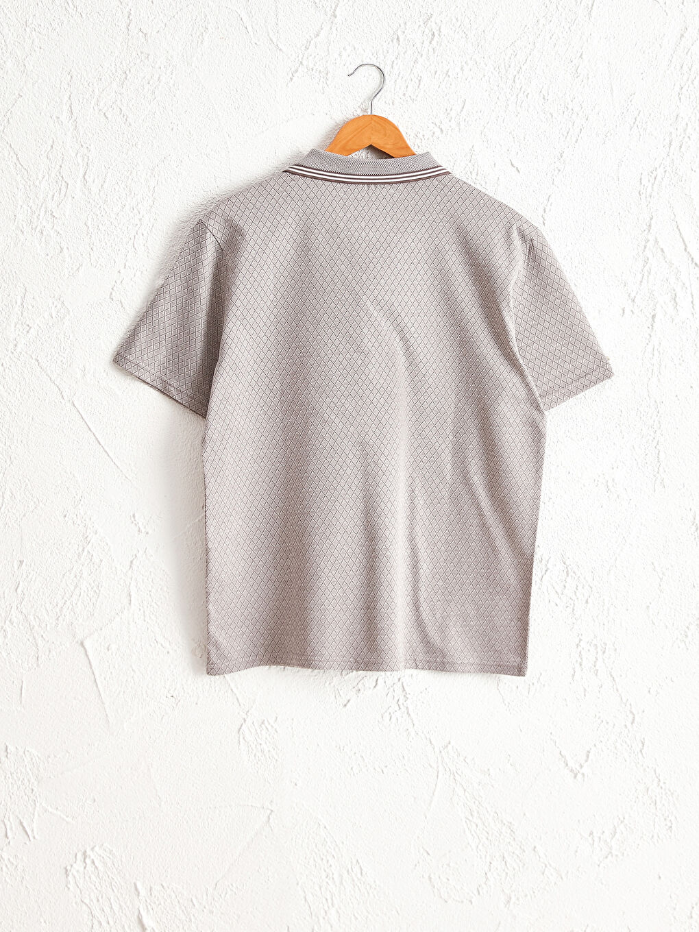 Polo Neck Short Sleeve Combed Cotton T-Shirt-1