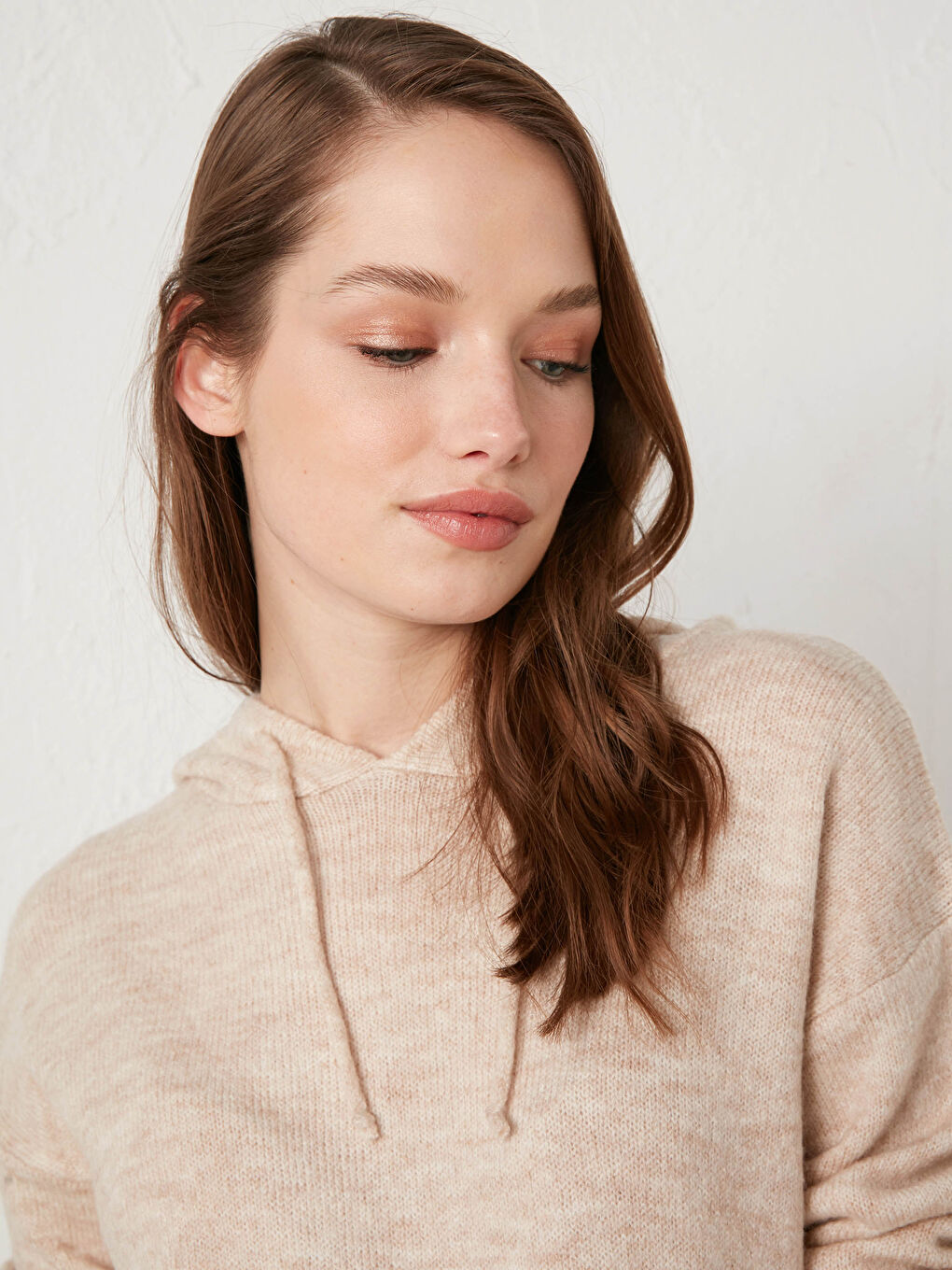 Tulle Detailed Hooded Knitwear Maternity Tunic-1