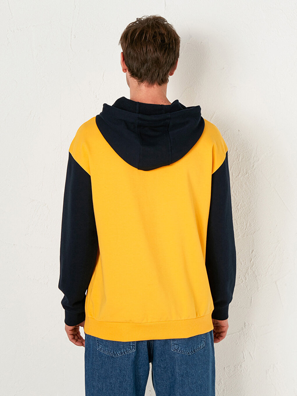 Turuncu Uzun Kollu Baskılı Erkek Hoodie-3