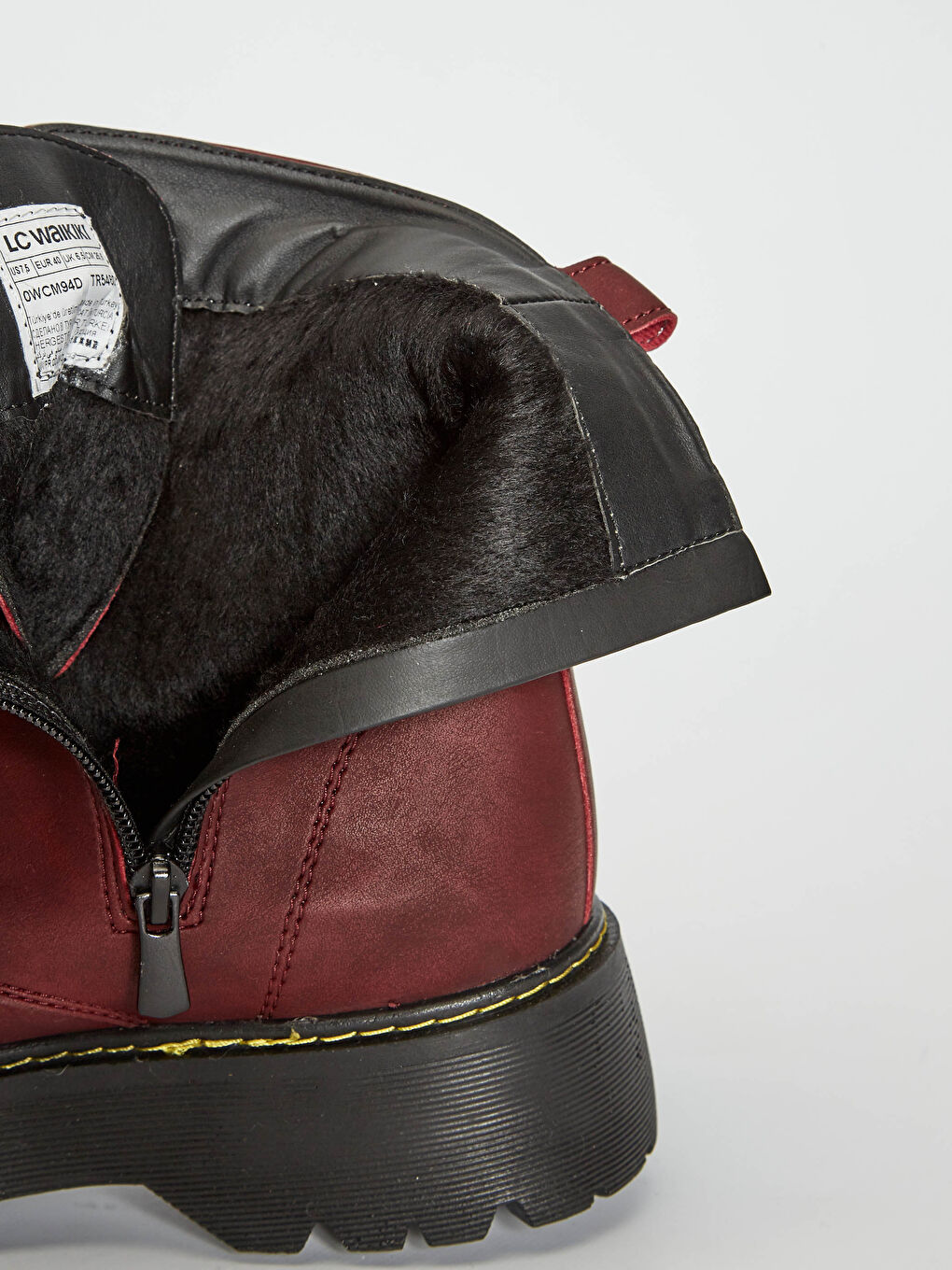 Bordo Kadın Deri Görünümlü Postal-1