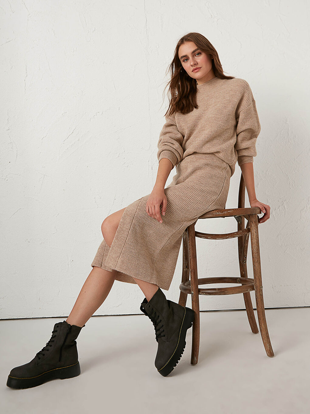 Yeşil Kadın Deri Görünümlü Postal