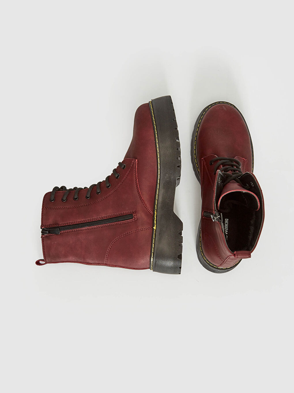 Bordo Kadın Deri Görünümlü Postal-4