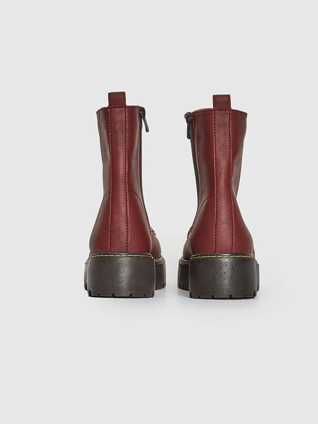 Bordo Kadın Deri Görünümlü Postal-6