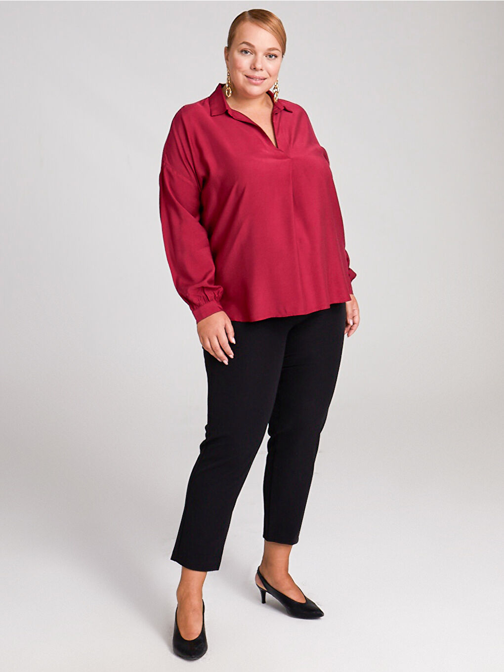 Mürdüm V Yaka Şifon Bluz-2