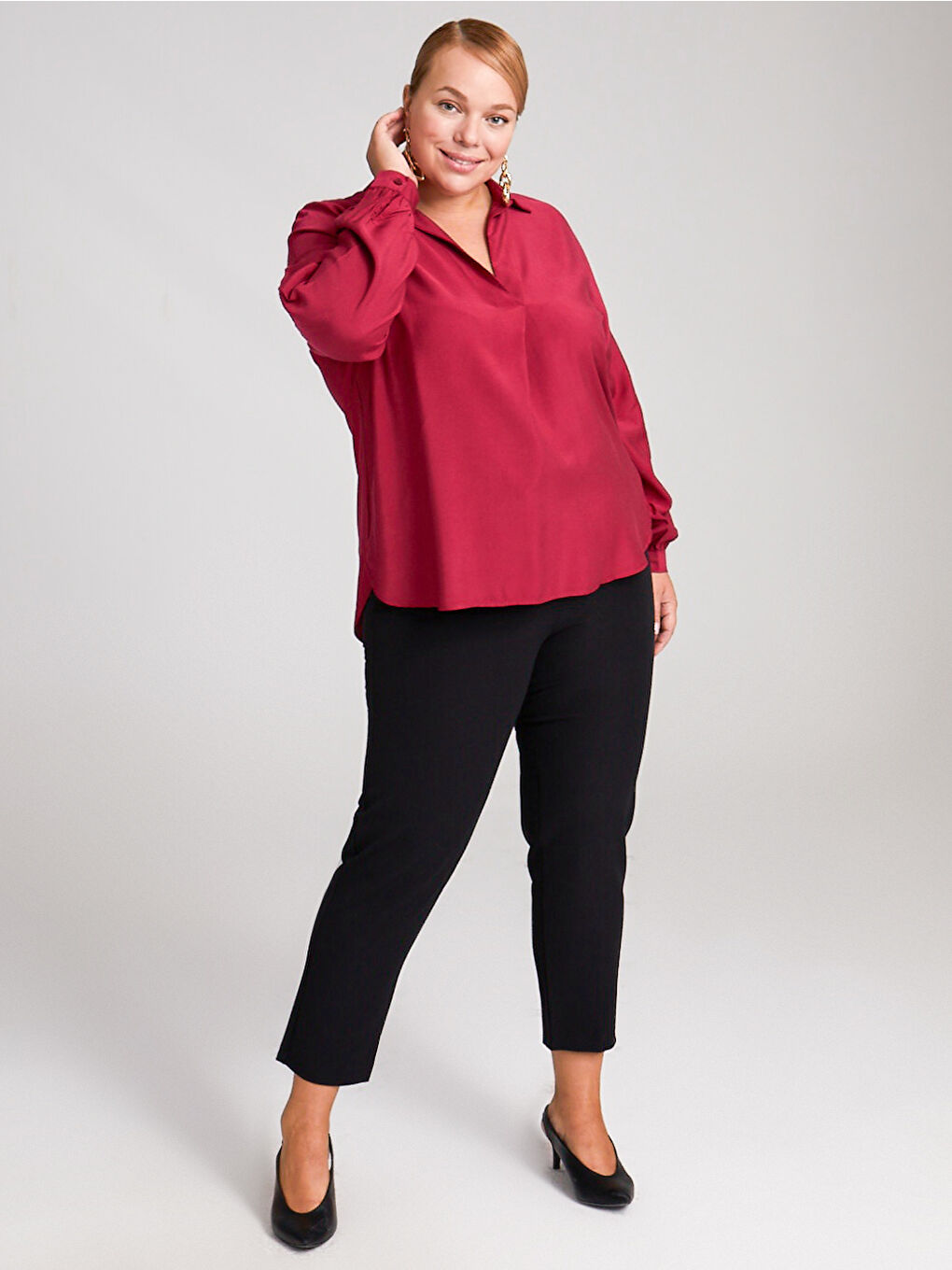 Mürdüm V Yaka Şifon Bluz