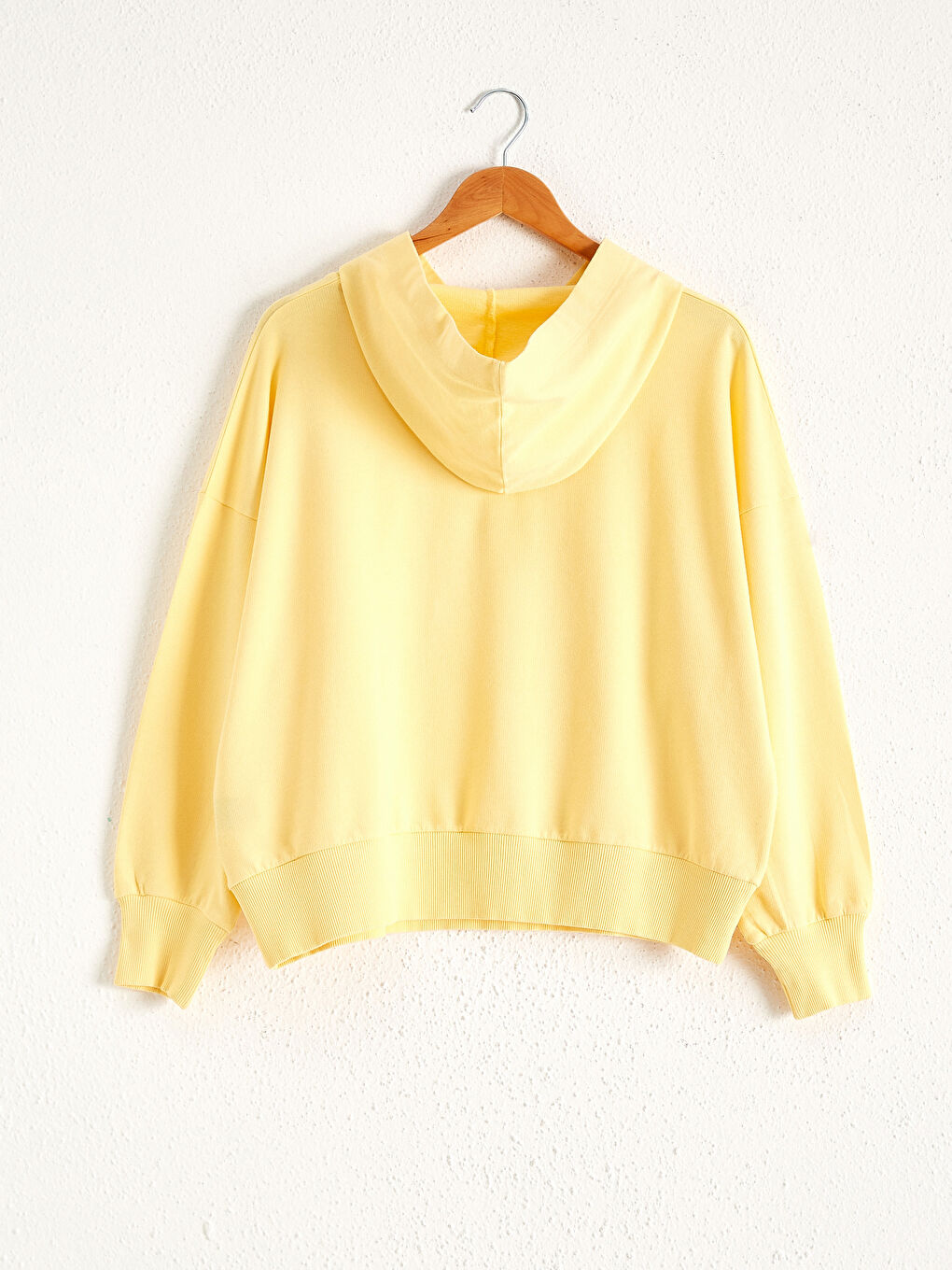 Sarı Kapüşonlu Baskılı Sweatshirt-1