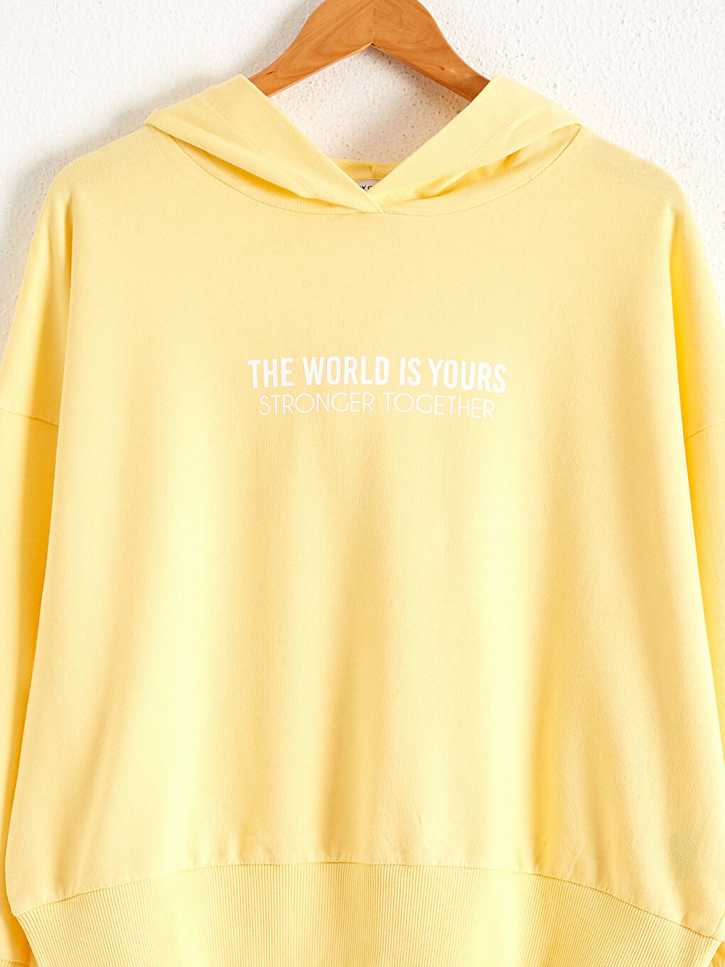 Sarı Kapüşonlu Baskılı Sweatshirt-2