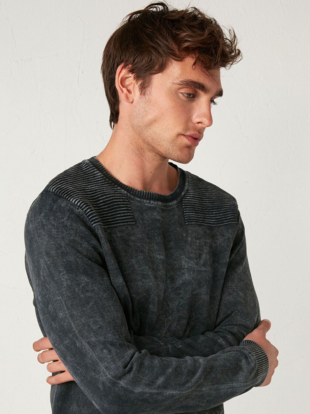 Gri Bisiklet Yaka İnce Triko Kazak