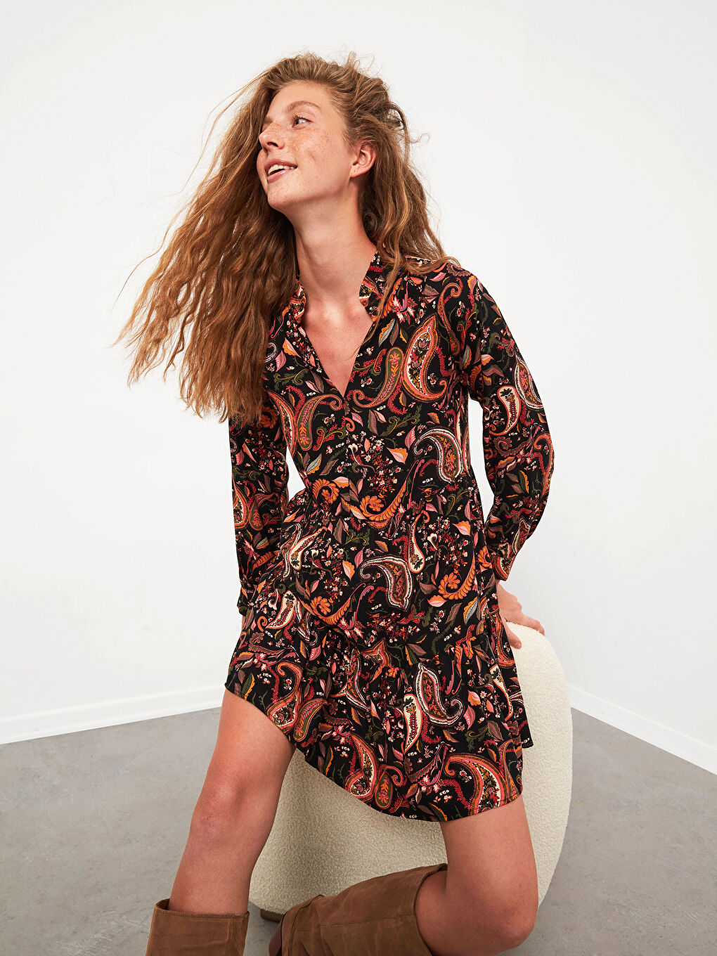 فستان فيسكوز مزخرف-1