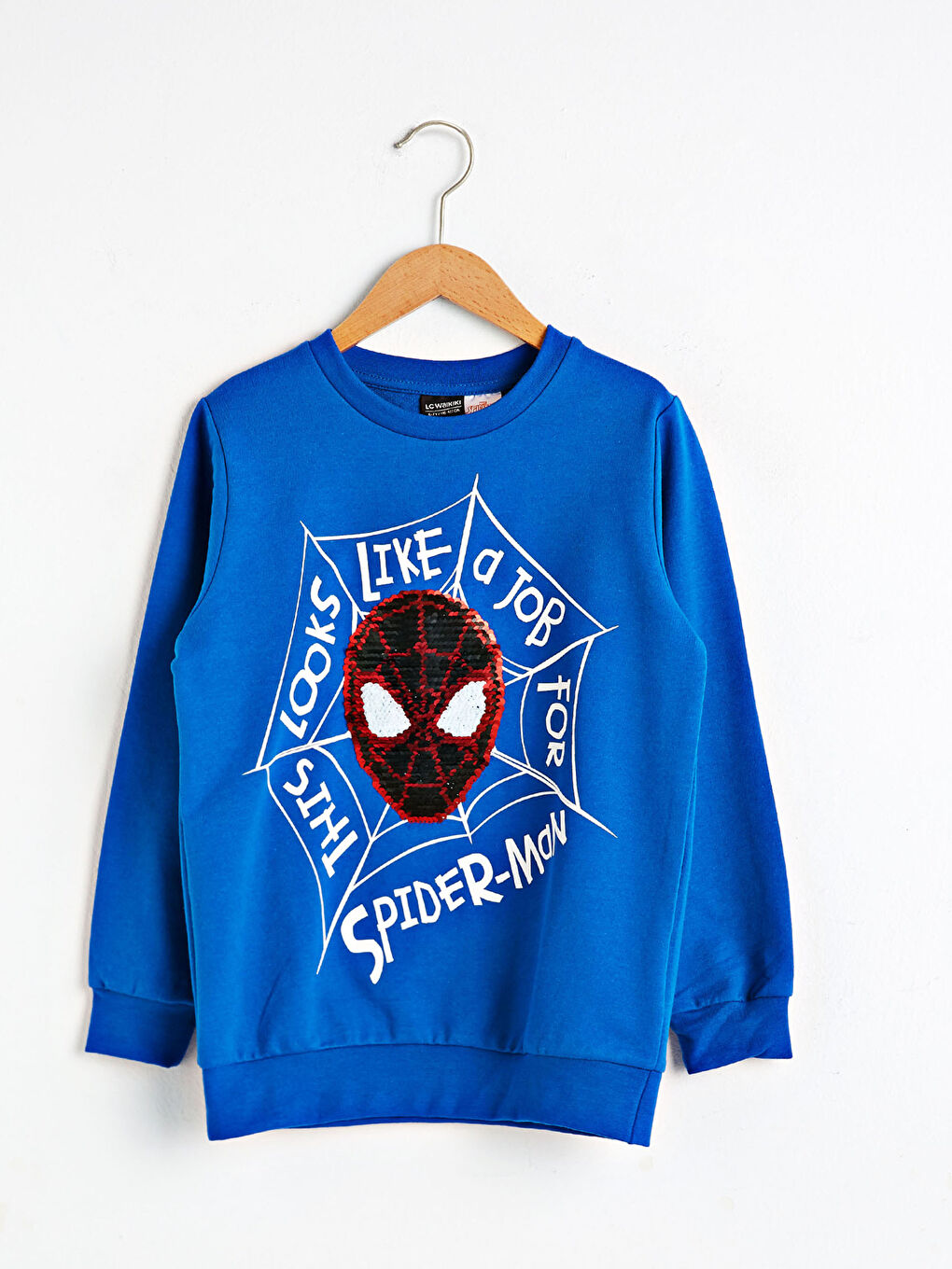 LCW Kids Erkek Çocuk Spiderman Çift Yönlü Payetli Sweatshirt -0WCO90Z4-JUF