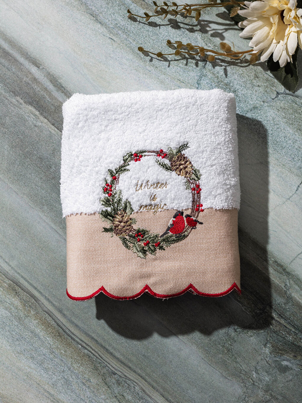 Christmas Themed Embroidery Face Towel -0WCP19Z8-J5E