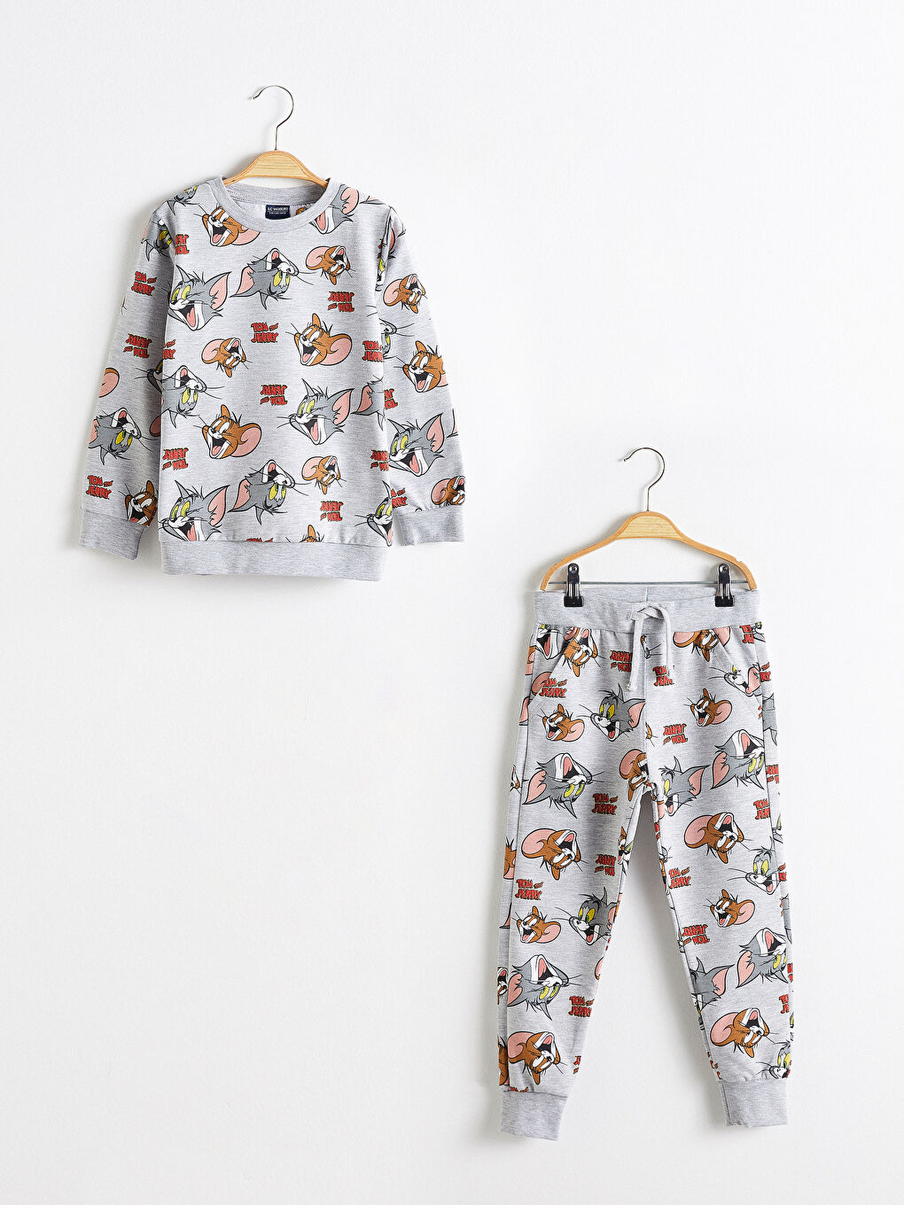 Gri Erkek Çocuk Tom ve Jerry Baskılı Sweatshirt ve Eşofman Altı