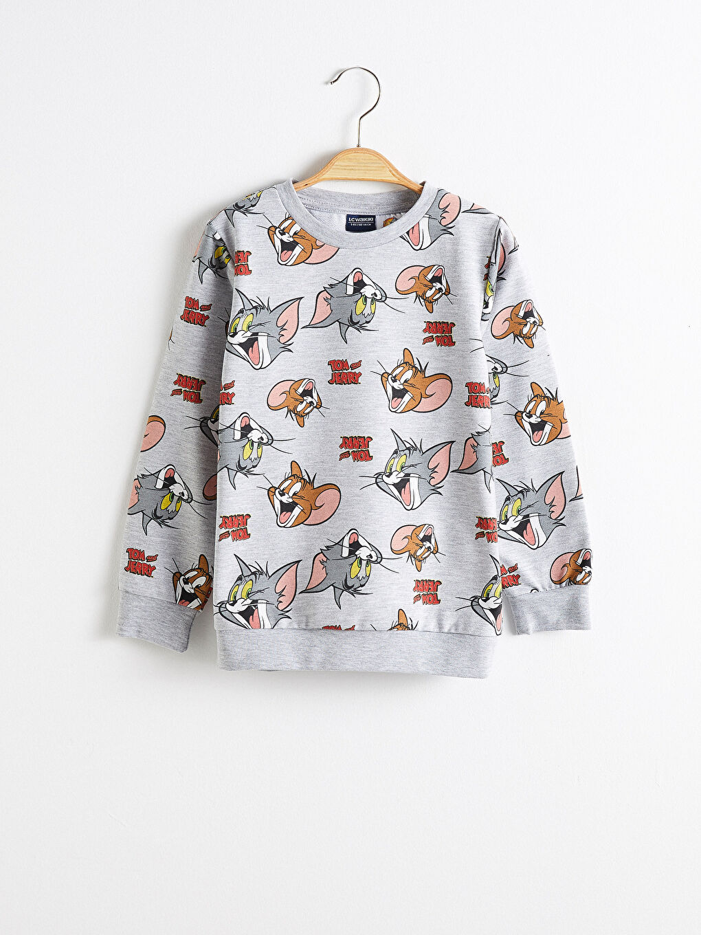 Gri Erkek Çocuk Tom ve Jerry Baskılı Sweatshirt ve Eşofman Altı-1
