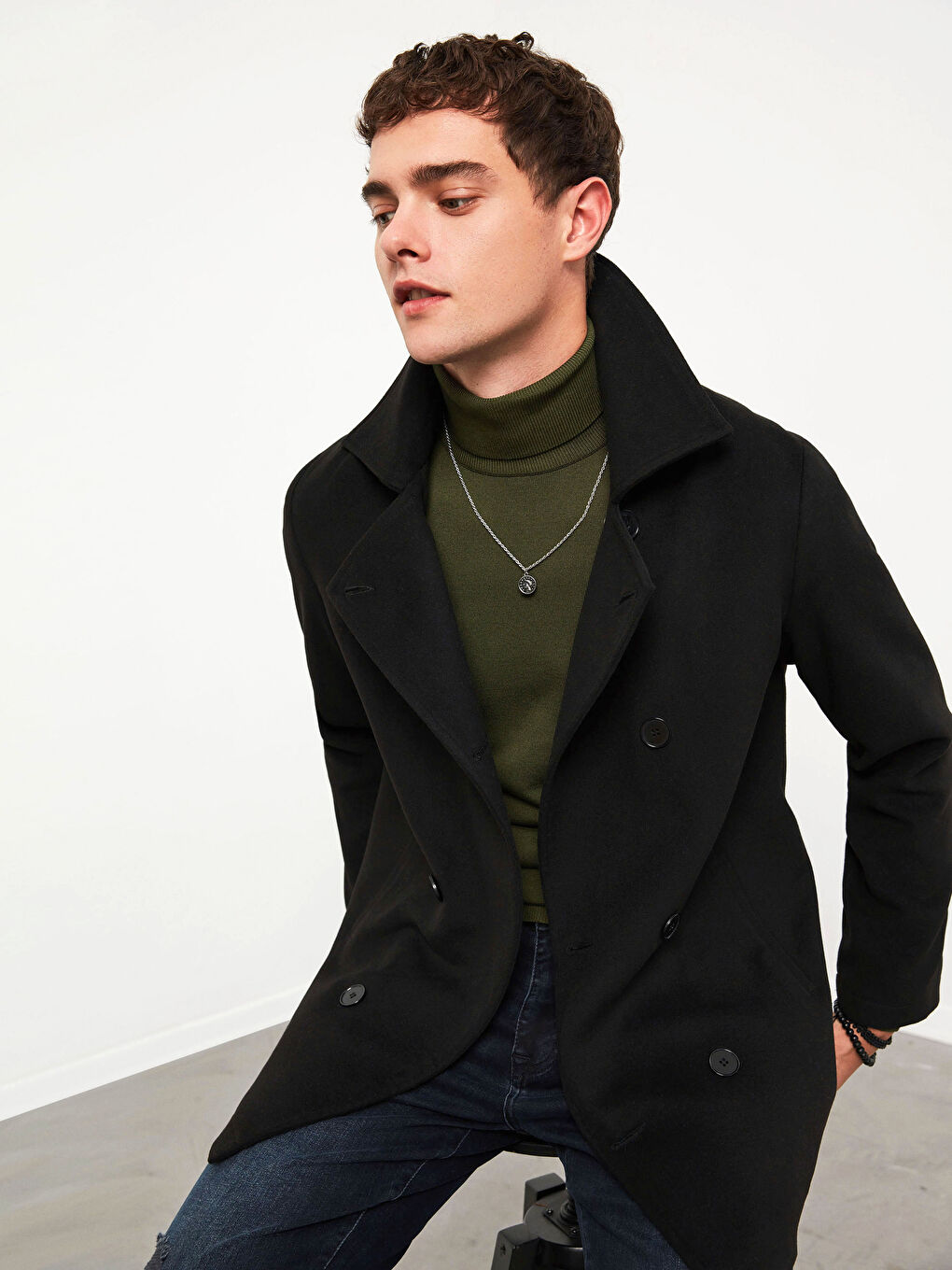 Collared Heavy Peacoat-1