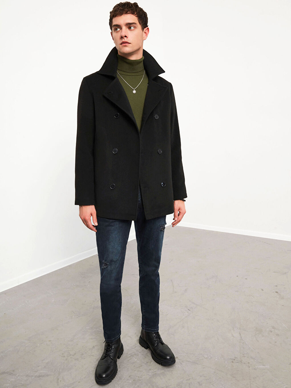 Collared Heavy Peacoat-3