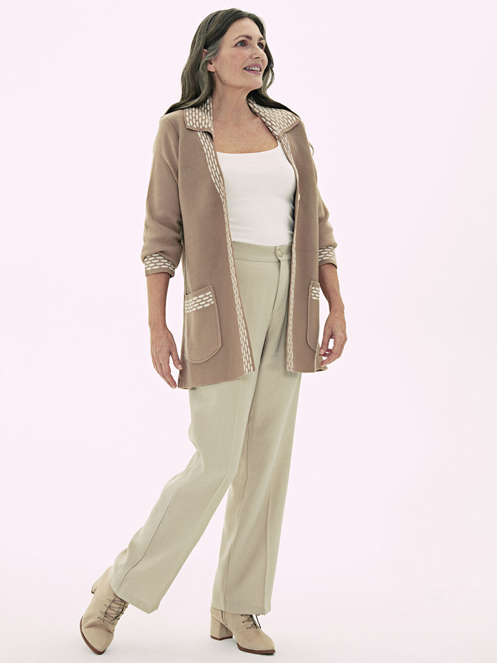 Hose mit geradem Hosenbein und Gummizug an der Taille-1