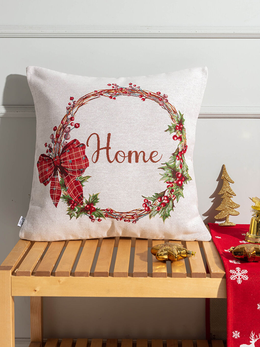 New Year Themed Gobelin Throw Pillow Case