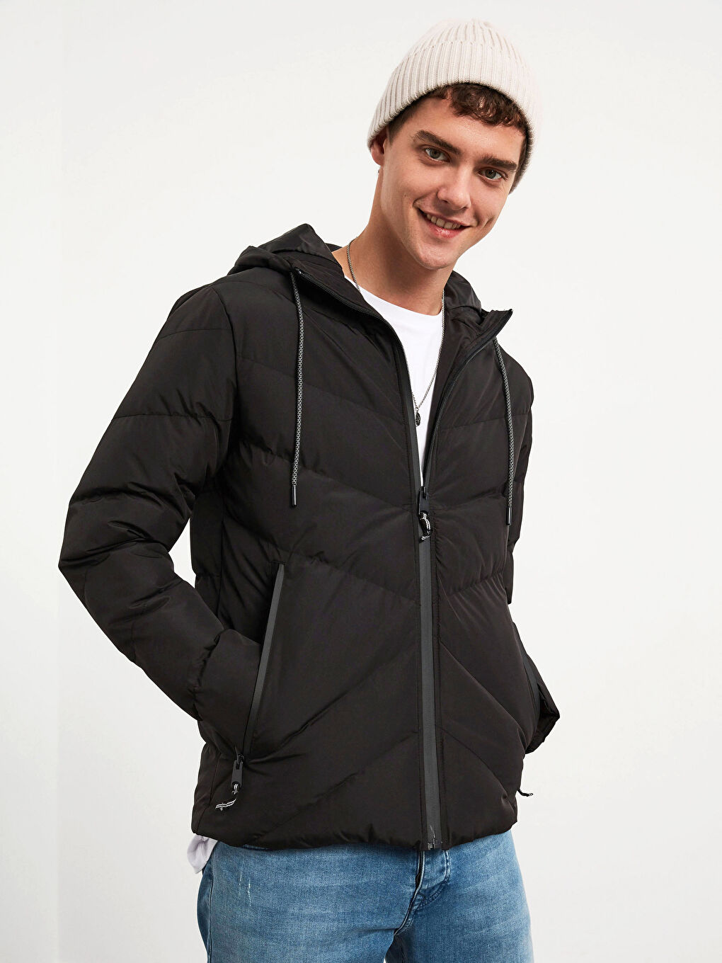 Standard Fit Heavy Short Coat with Hood-1