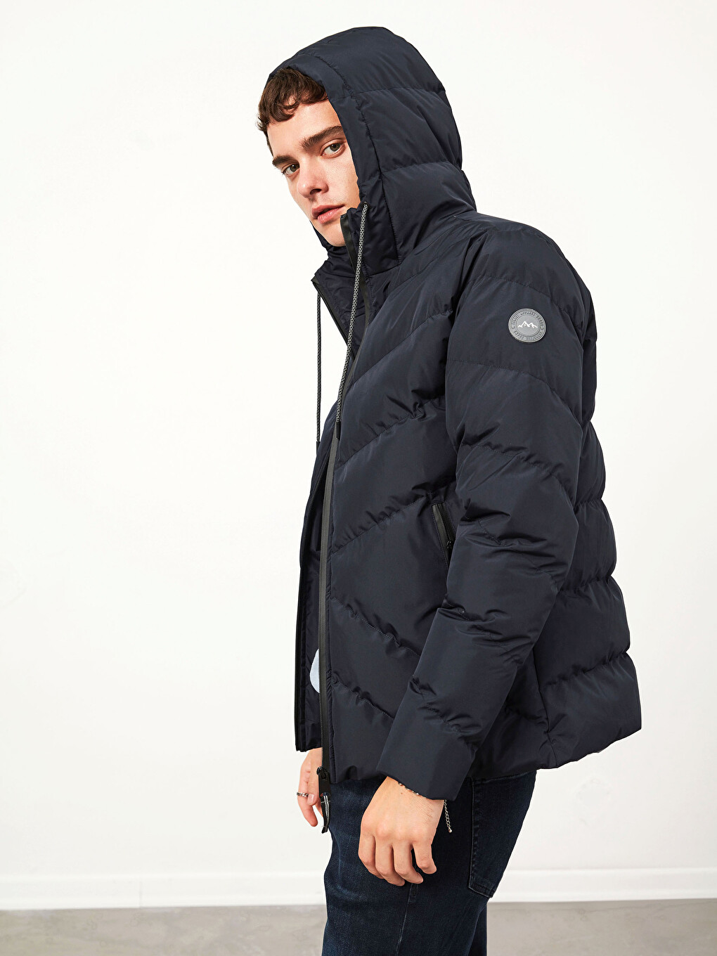 Standard Fit Heavy Short Coat with Hood-2