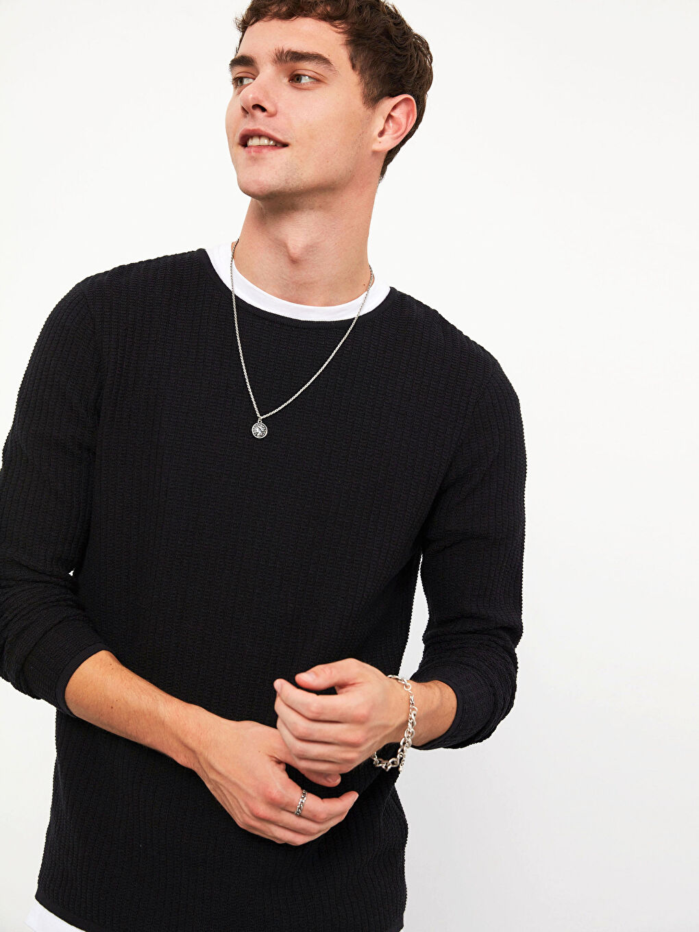 Crew Neck Lightweight Tricot Jumper-1