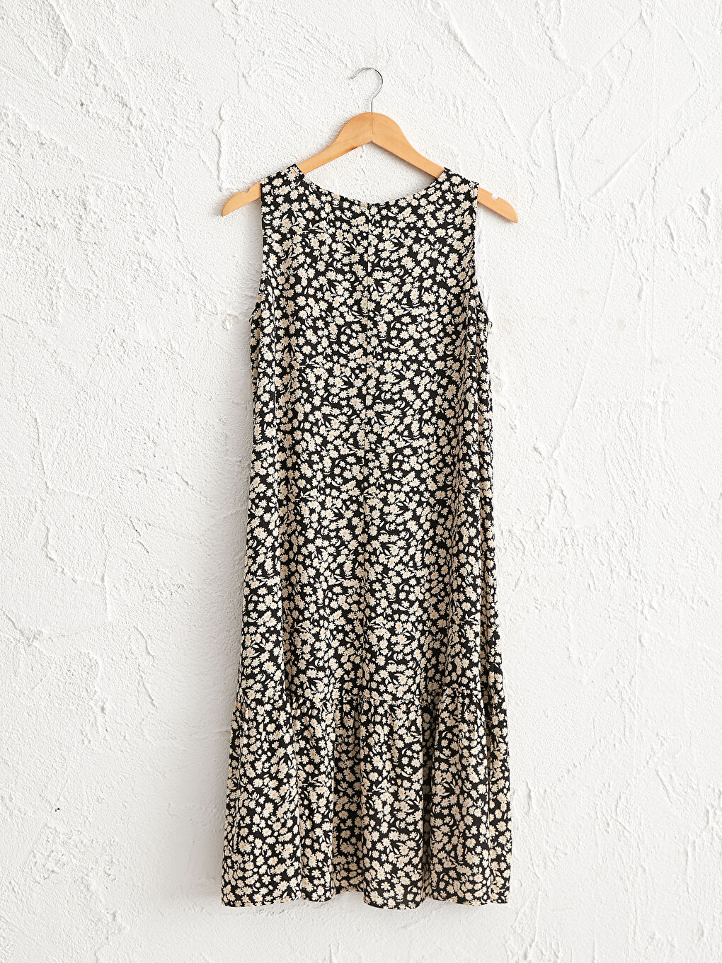 Siyah Çiçek Desenli Poplin Elbise-1