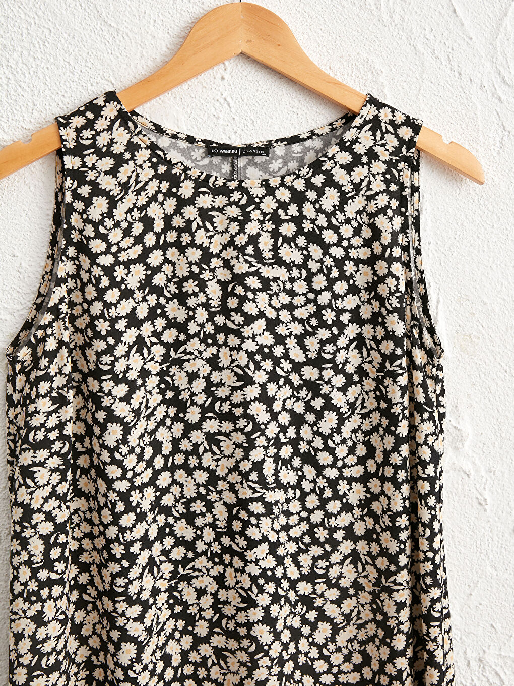 Siyah Çiçek Desenli Poplin Elbise-2