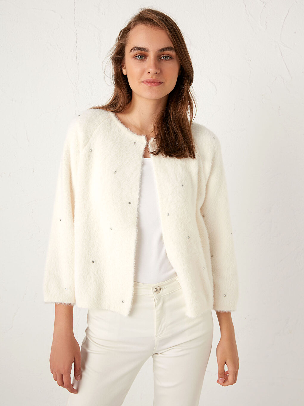 Cardigan en tricot épais à col montant 