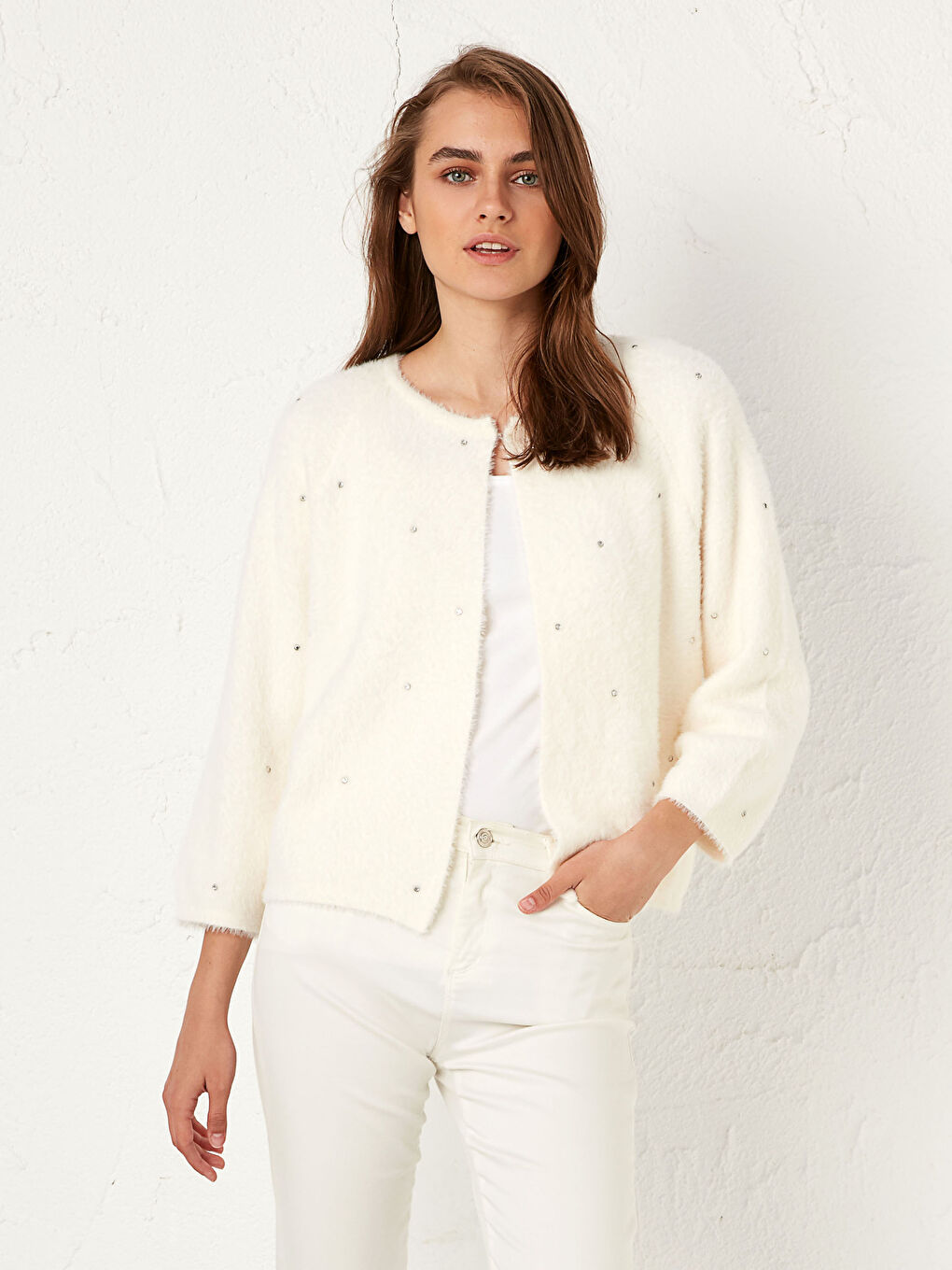 Cardigan en tricot épais à col montant -2