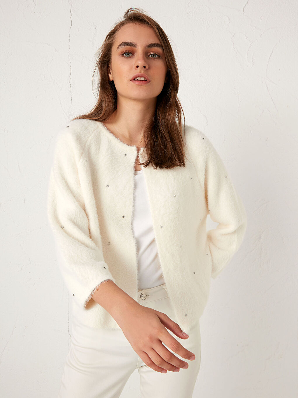 Cardigan en tricot épais à col montant -3