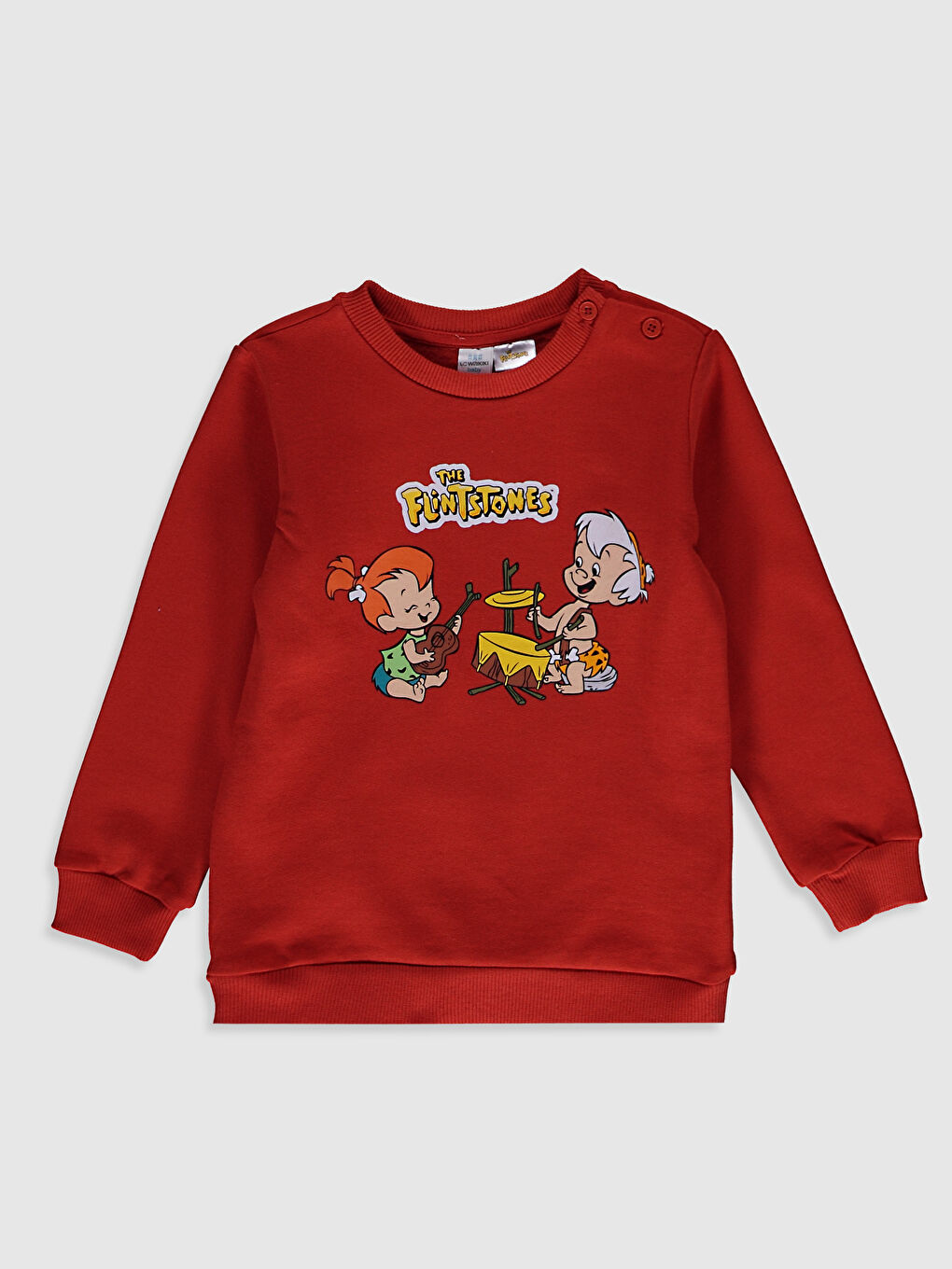 Turuncu Erkek Bebek Taş Devri Baskılı Sweatshirt