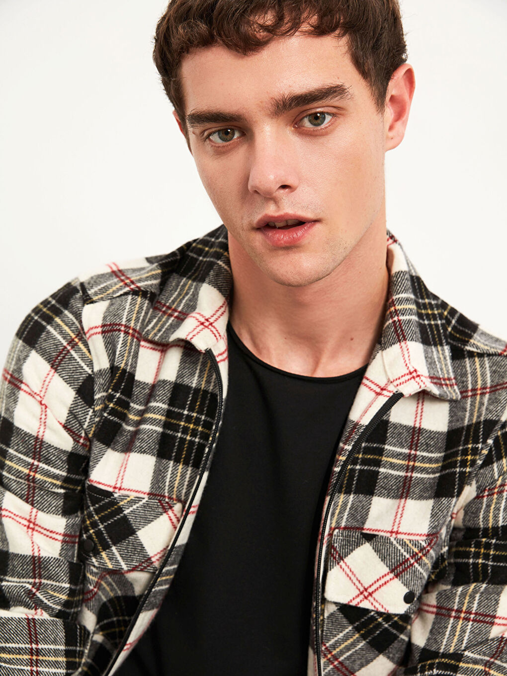 Slim Fit Long Sleeve Plaid Men's Flannel Shirt-1