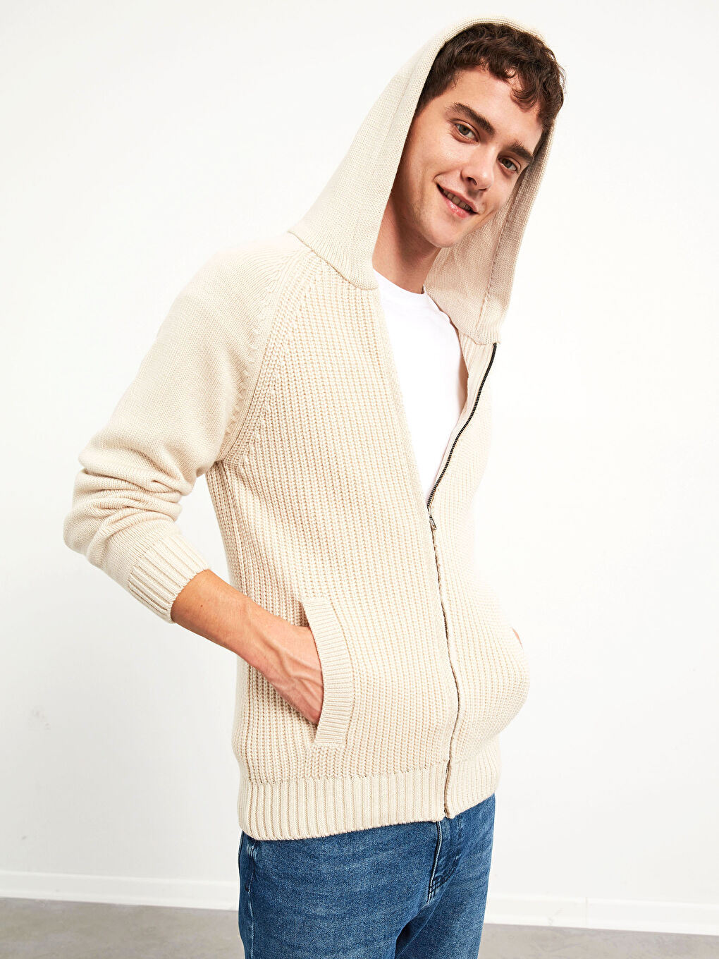 XSIDE Schwere Strickjacke mit Kapuze -0WCT16Z8-QBW