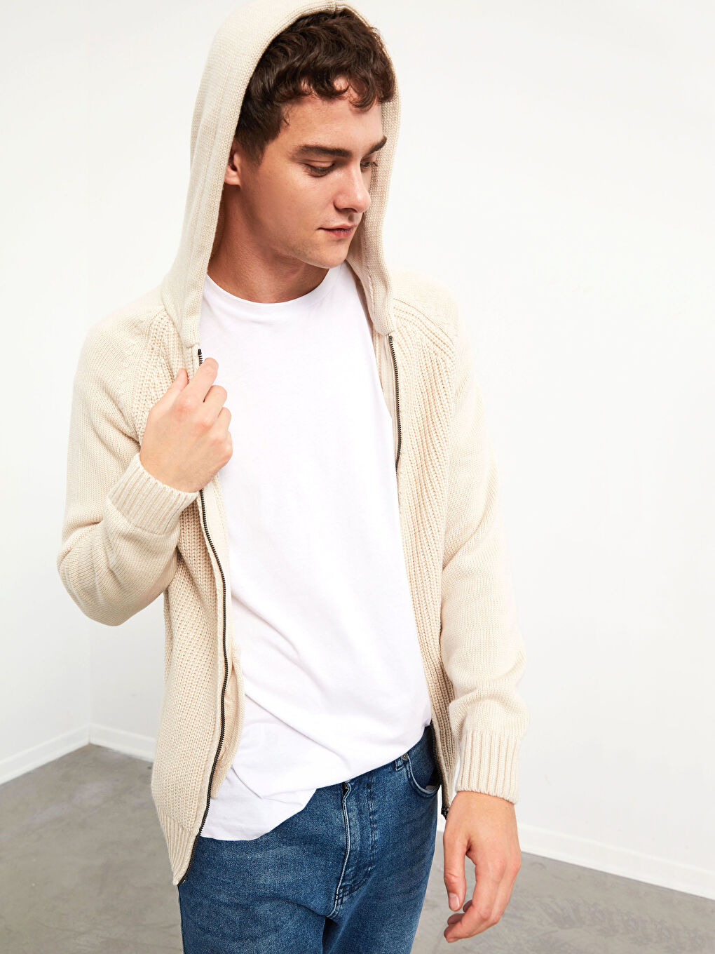 XSIDE Schwere Strickjacke mit Kapuze -0WCT16Z8-QBW