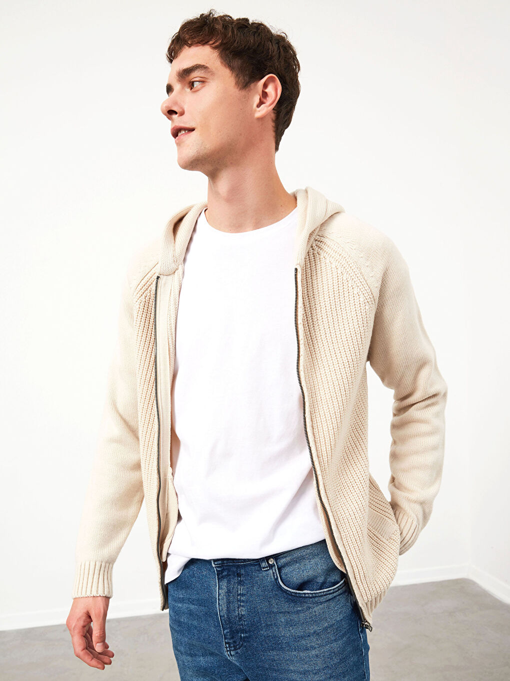 XSIDE Schwere Strickjacke mit Kapuze -0WCT16Z8-QBW
