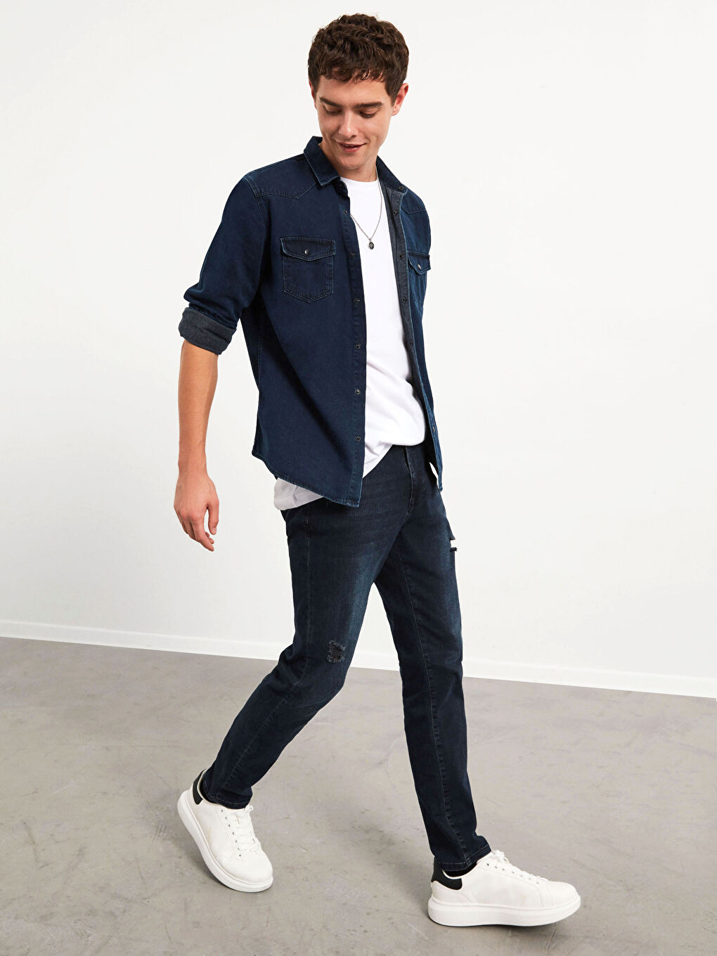 Mavi Slim Fit Jean Gömlek-3