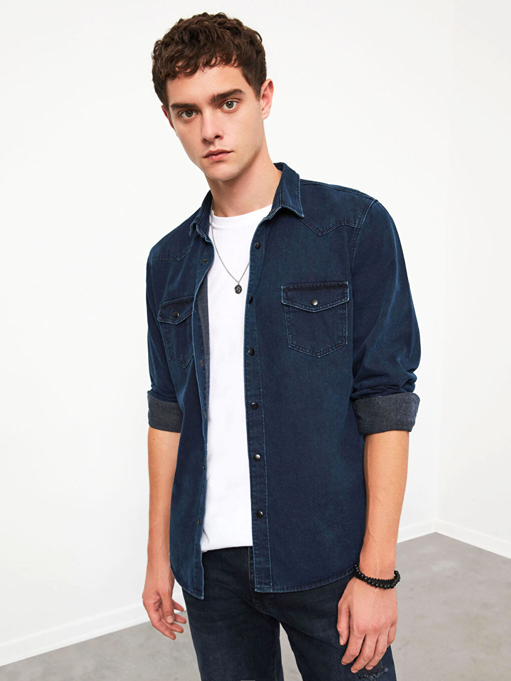 Mavi Slim Fit Jean Gömlek-4