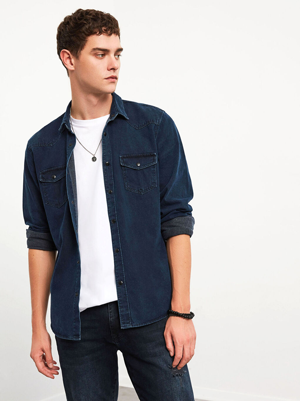 Mavi Slim Fit Jean Gömlek-5