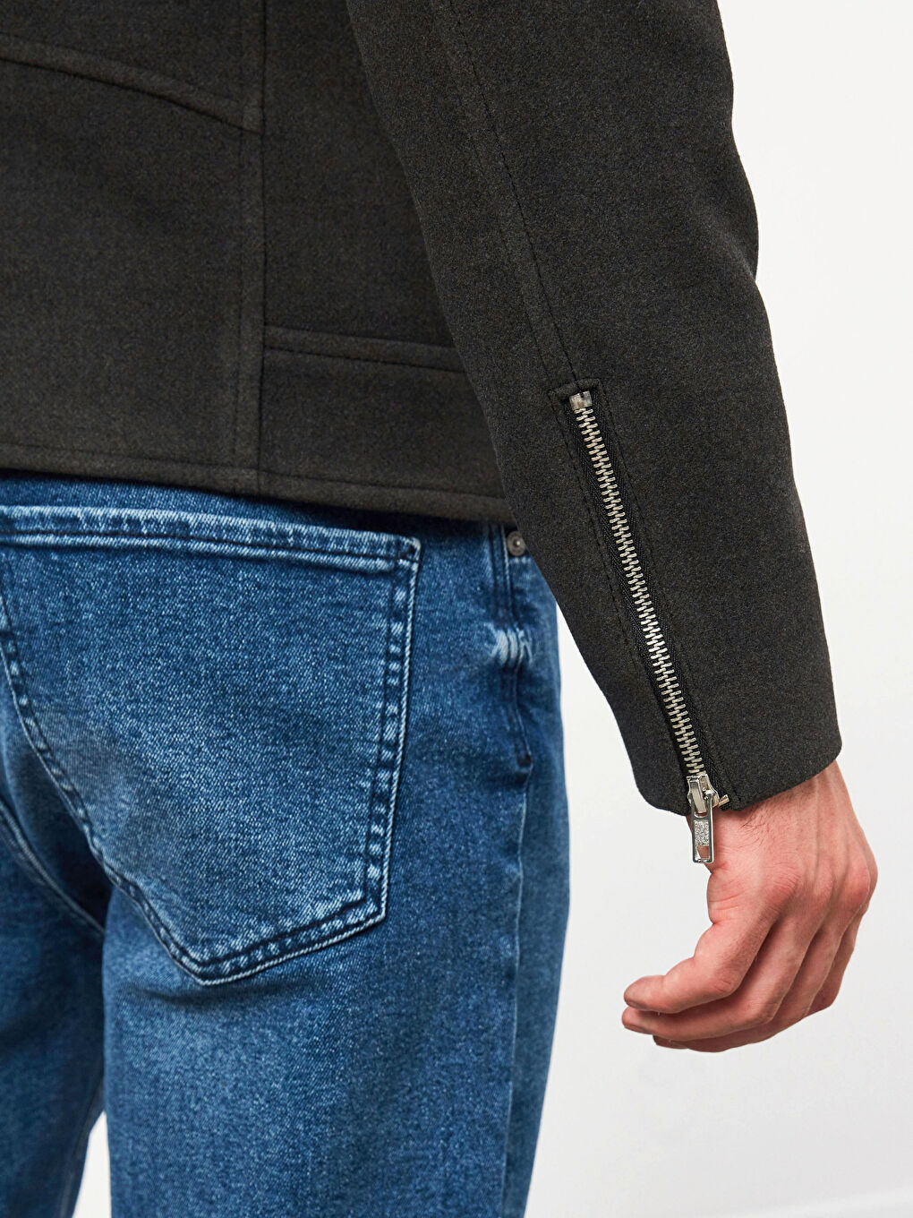 Slim Fit Biker Collar Men's Cachet Coat-5