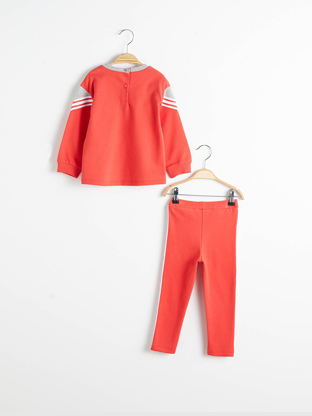 طقم سويت شيرت وبنطلون ضيق للبنات الرضع-1