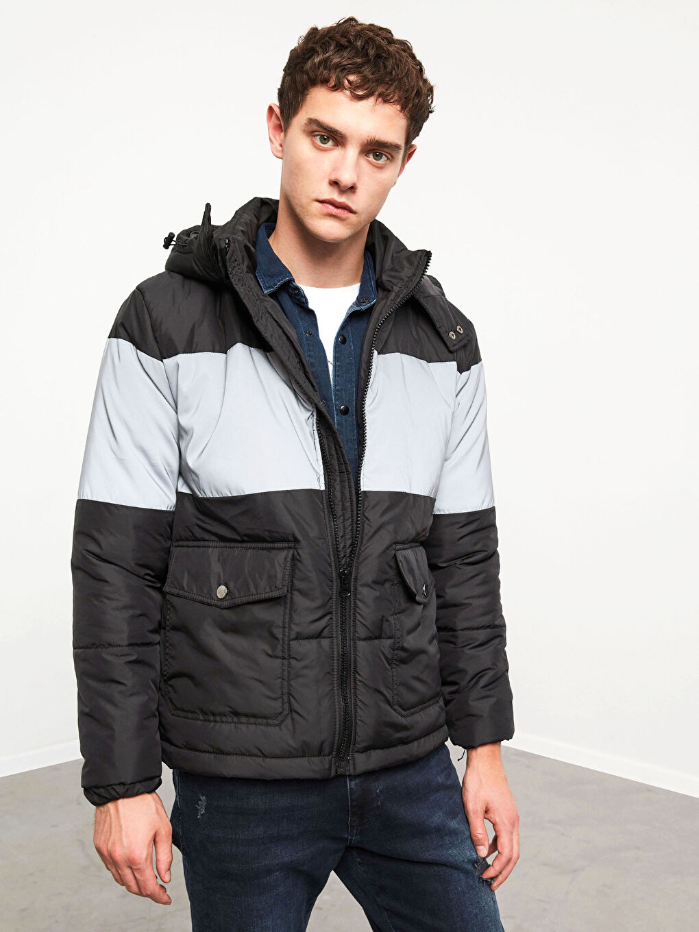 Standardni kroj, debeli kratki kaput sa kapuljačom-1