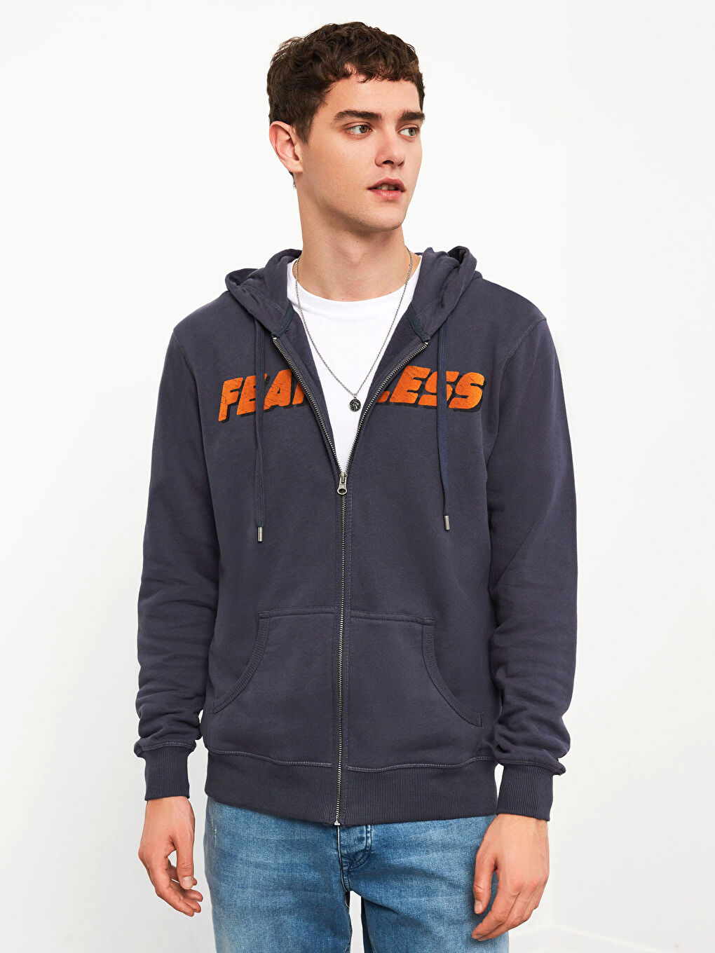 Толстовка на молнии с буквенным принтом-2