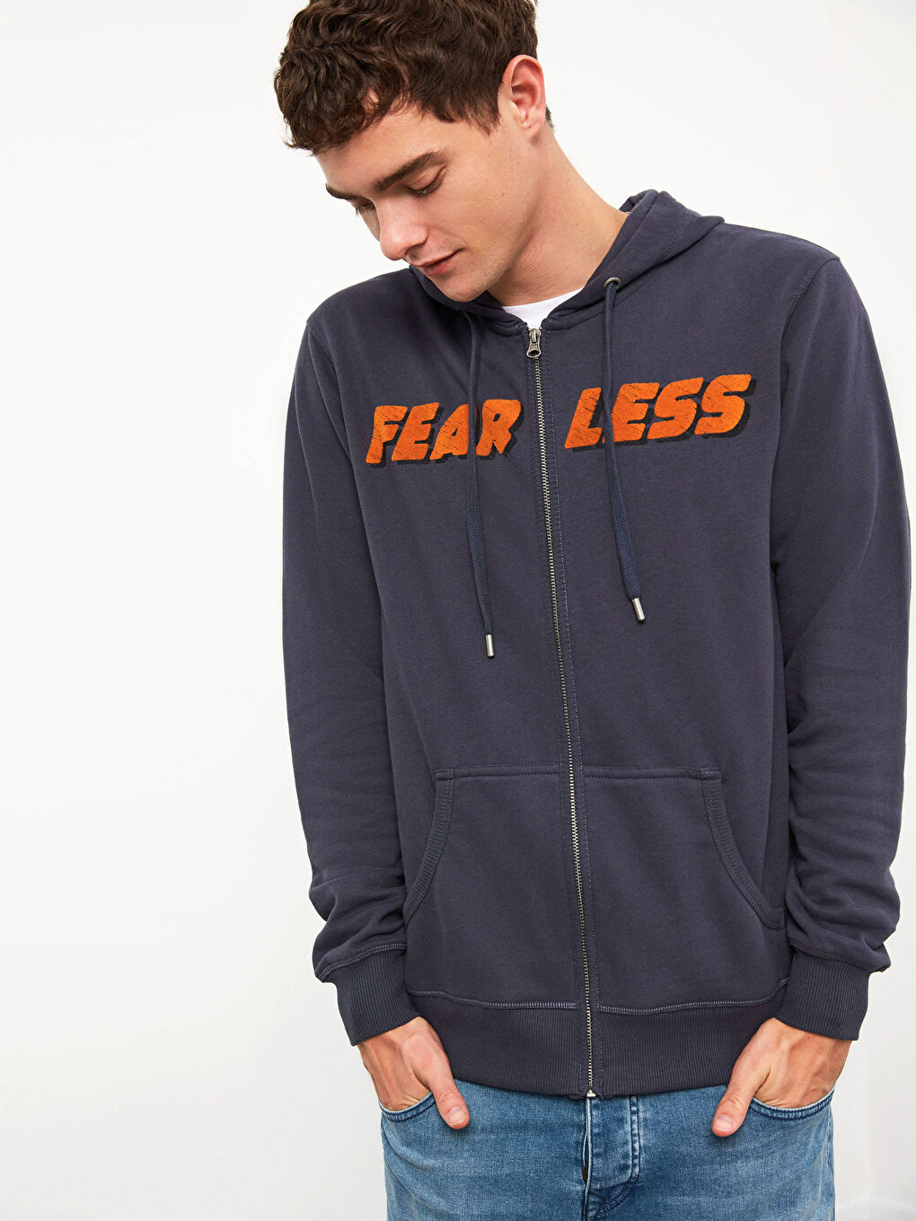 Толстовка на молнии с буквенным принтом-4