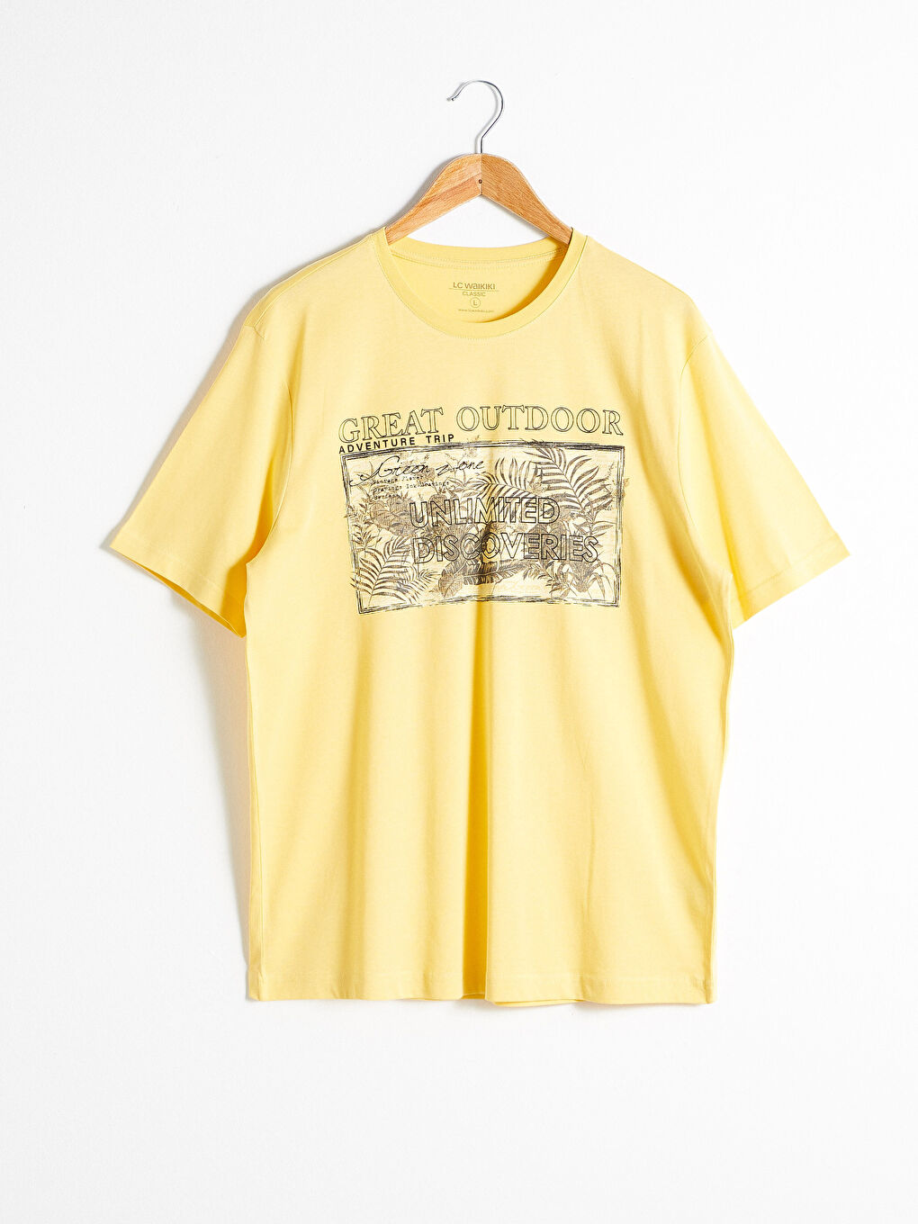 Sarı Bisiklet Yaka Baskılı Penye Tişört-4